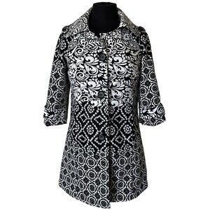 Women's Multiples Black & White Buttoned Jacket Cotton Polyester Blend Size XS